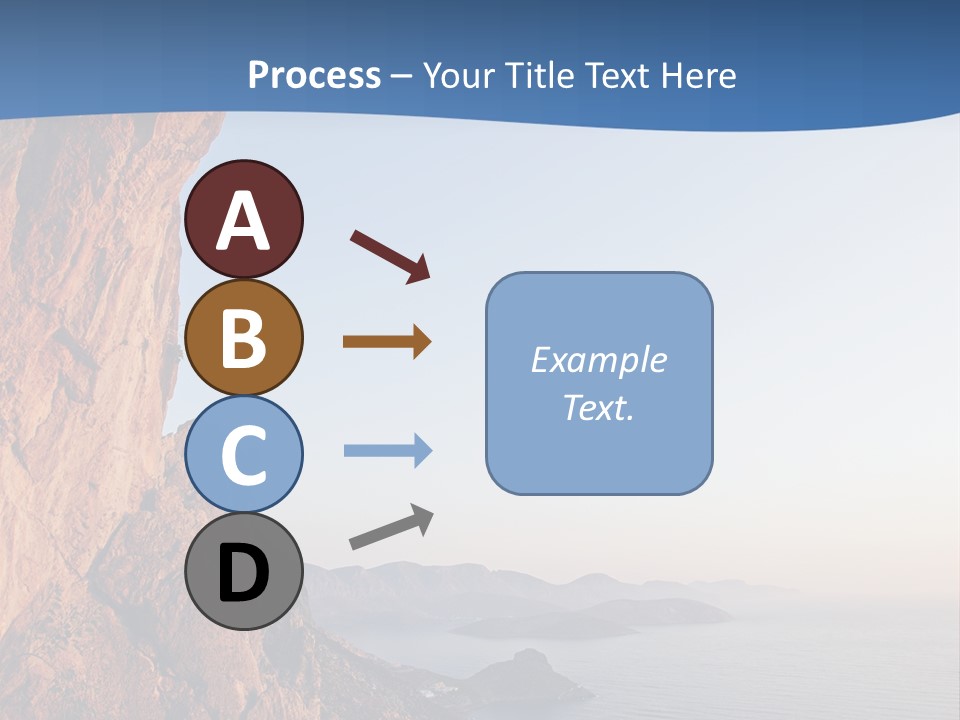 A Man Climbing Up A Cliff With The Ocean In The Background PowerPoint Template
