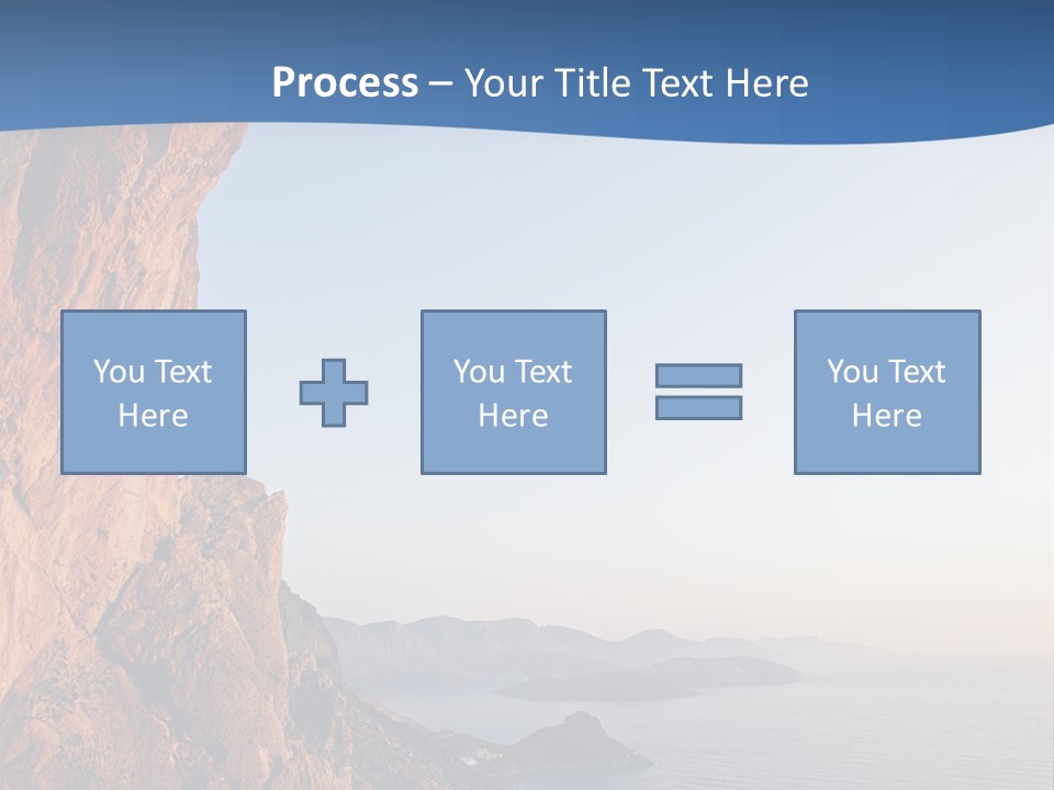 A Man Climbing Up A Cliff With The Ocean In The Background PowerPoint Template