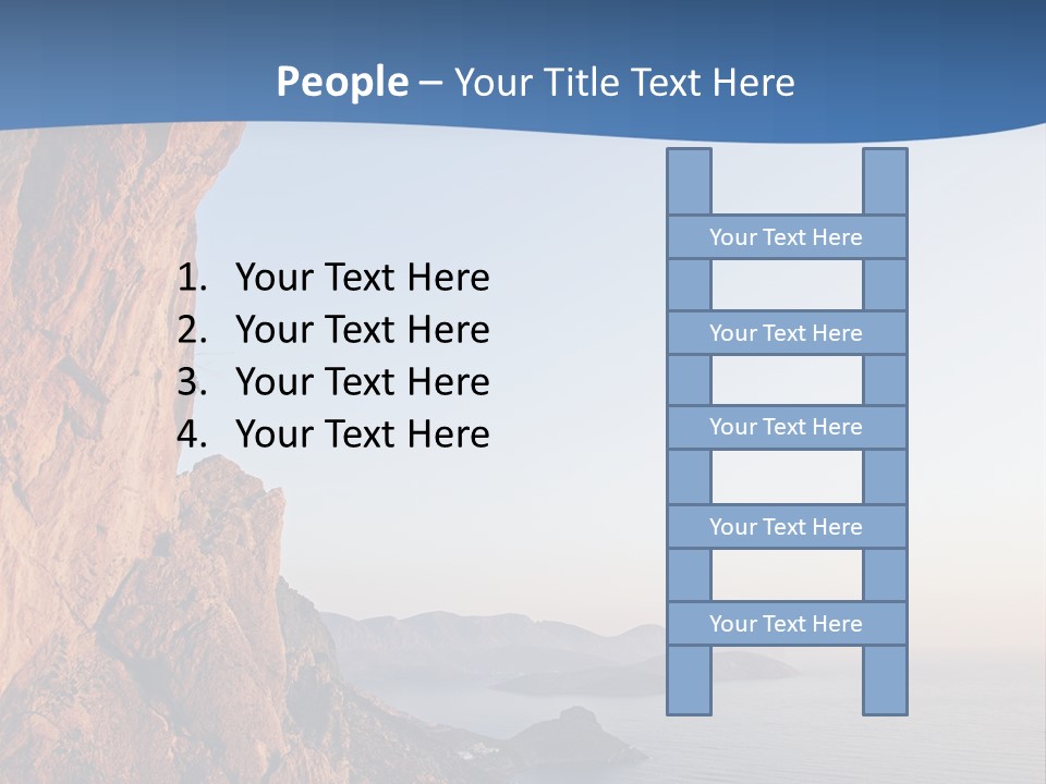 A Man Climbing Up A Cliff With The Ocean In The Background PowerPoint Template