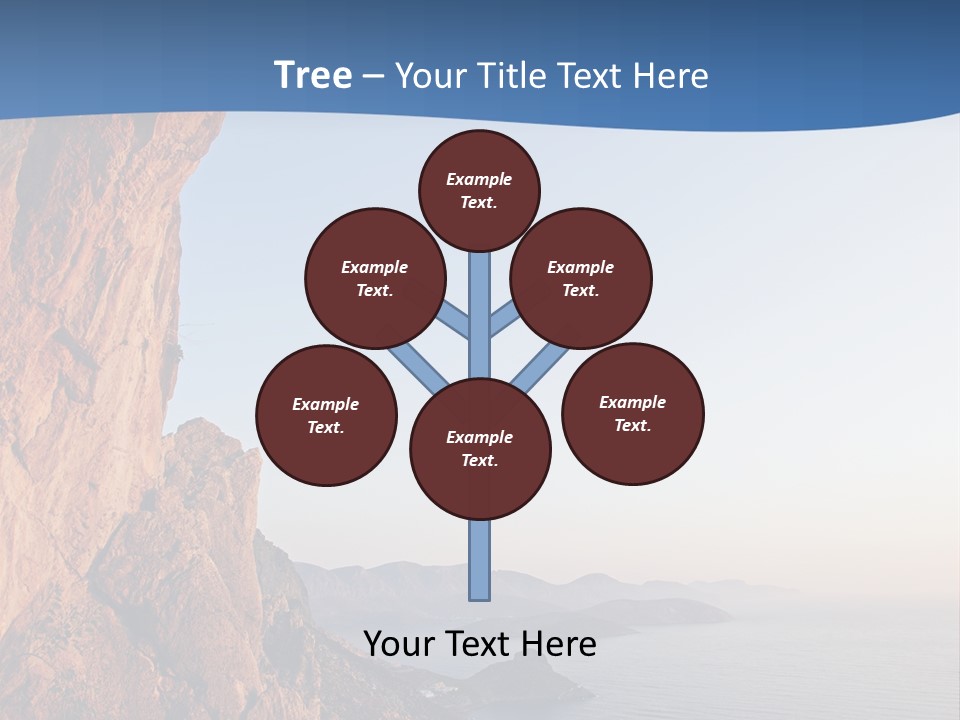 A Man Climbing Up A Cliff With The Ocean In The Background PowerPoint Template
