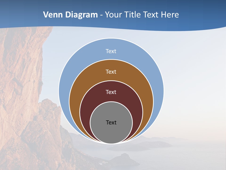 A Man Climbing Up A Cliff With The Ocean In The Background PowerPoint Template