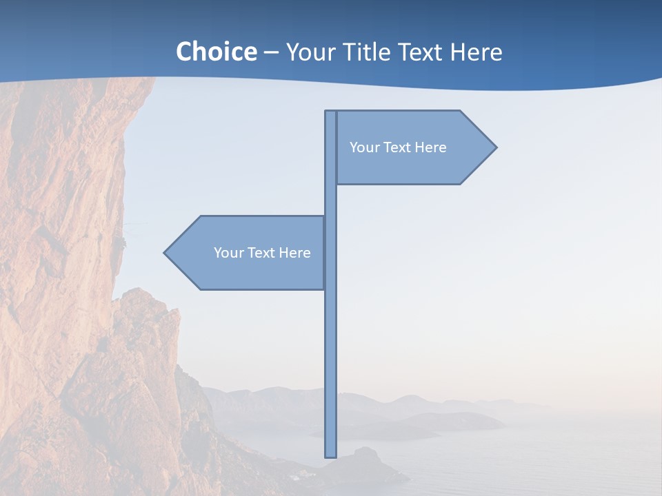 A Man Climbing Up A Cliff With The Ocean In The Background PowerPoint Template