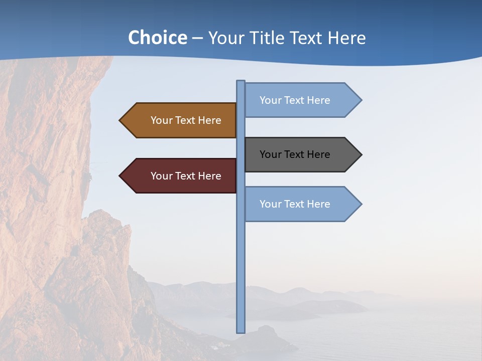 A Man Climbing Up A Cliff With The Ocean In The Background PowerPoint Template