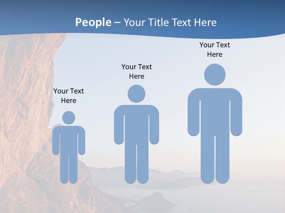 A Man Climbing Up A Cliff With The Ocean In The Background PowerPoint Template