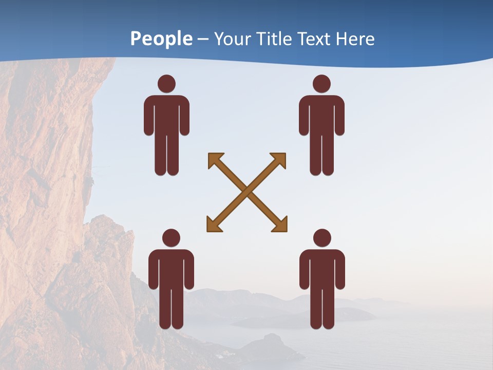 A Man Climbing Up A Cliff With The Ocean In The Background PowerPoint Template