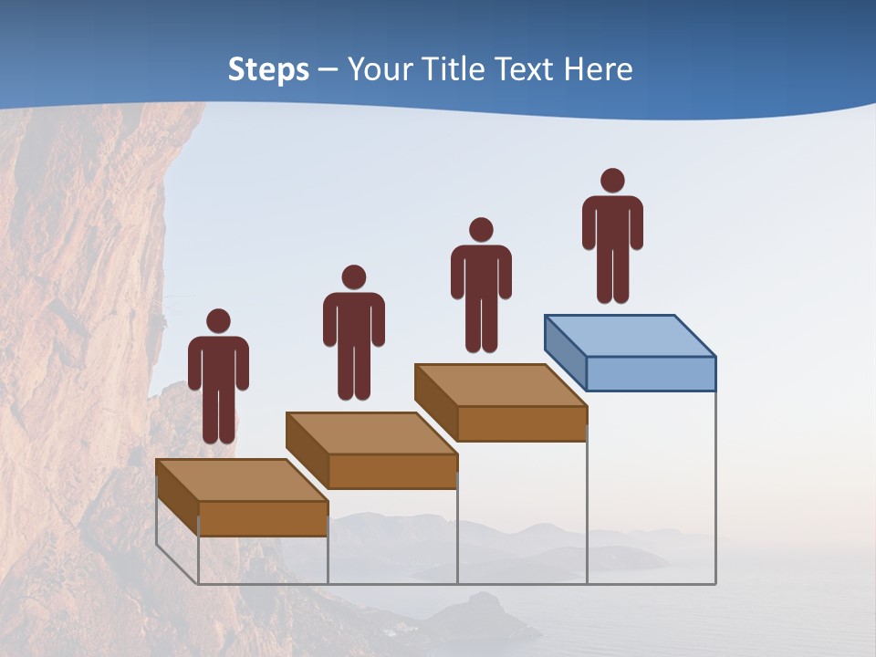 A Man Climbing Up A Cliff With The Ocean In The Background PowerPoint Template