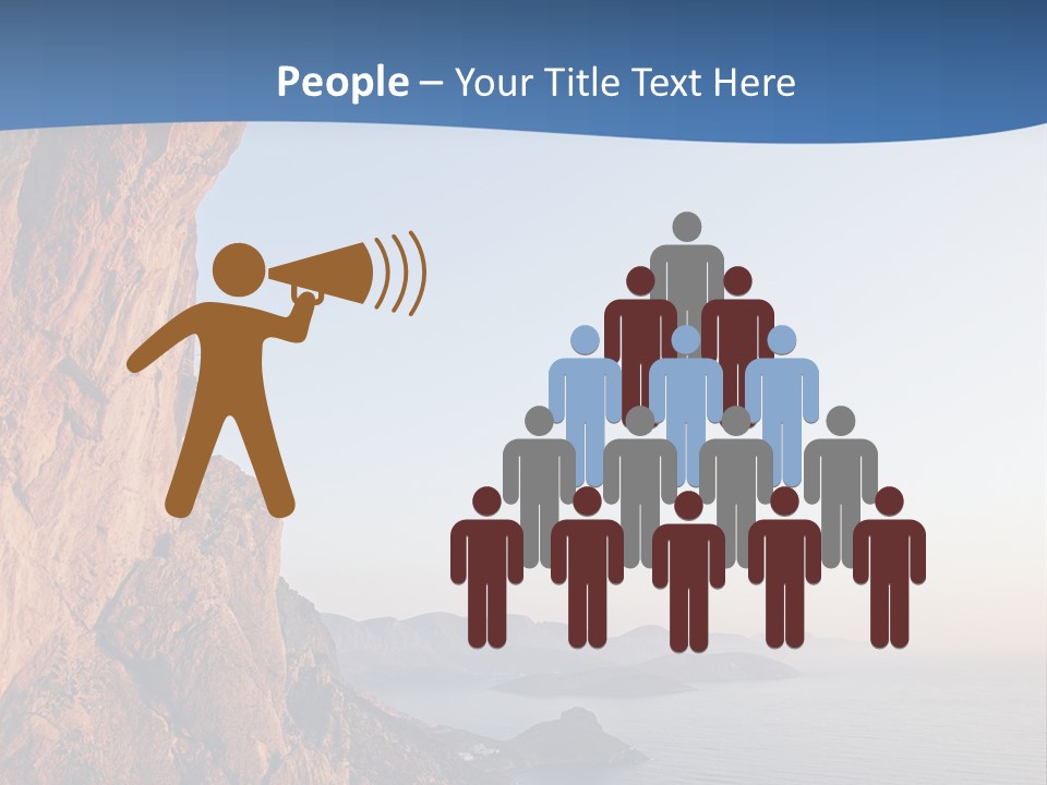 A Man Climbing Up A Cliff With The Ocean In The Background PowerPoint Template