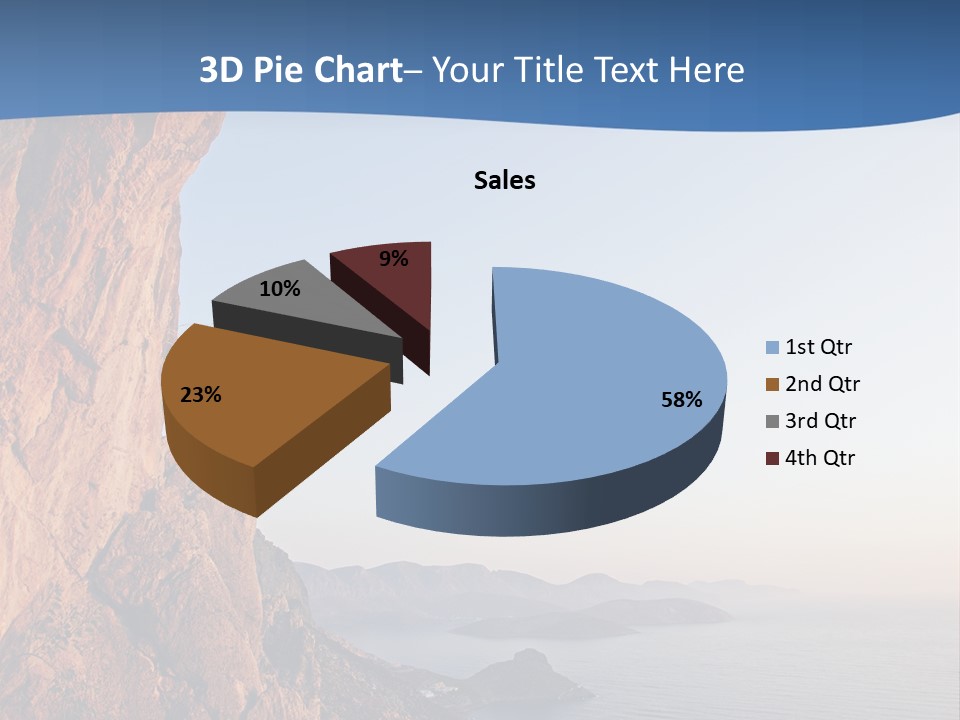 A Man Climbing Up A Cliff With The Ocean In The Background PowerPoint Template