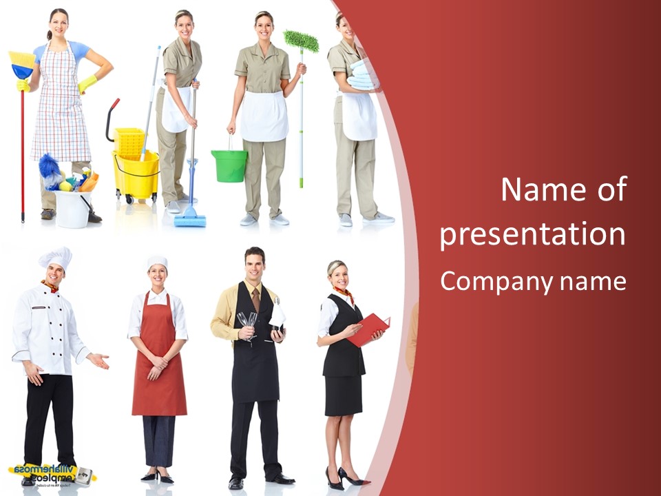 A Group Of People Standing In Front Of A Red Background PowerPoint Template