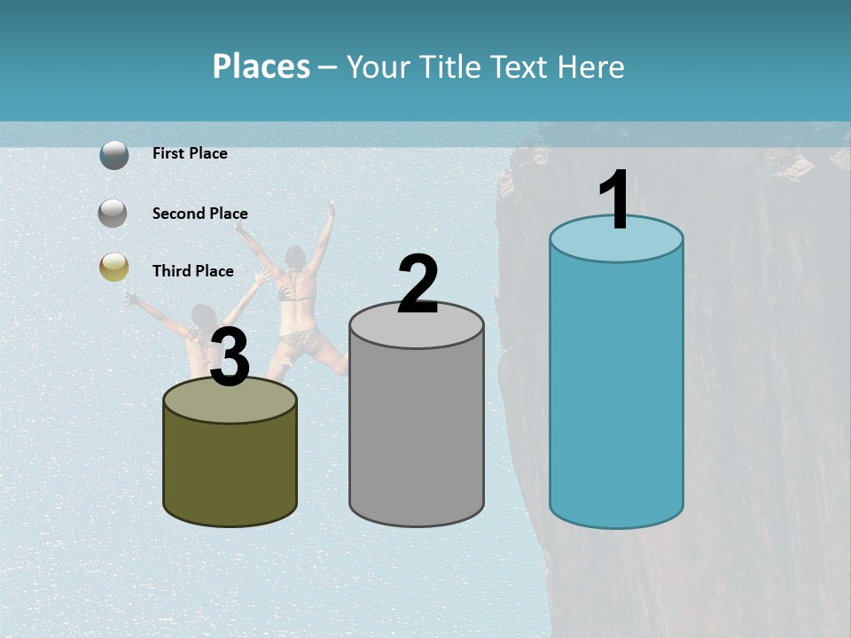Two People Jumping Off A Cliff Into The Water PowerPoint Template