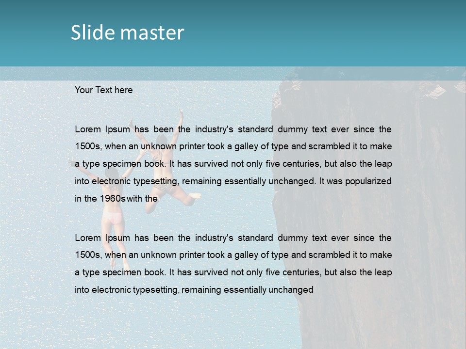 Two People Jumping Off A Cliff Into The Water PowerPoint Template