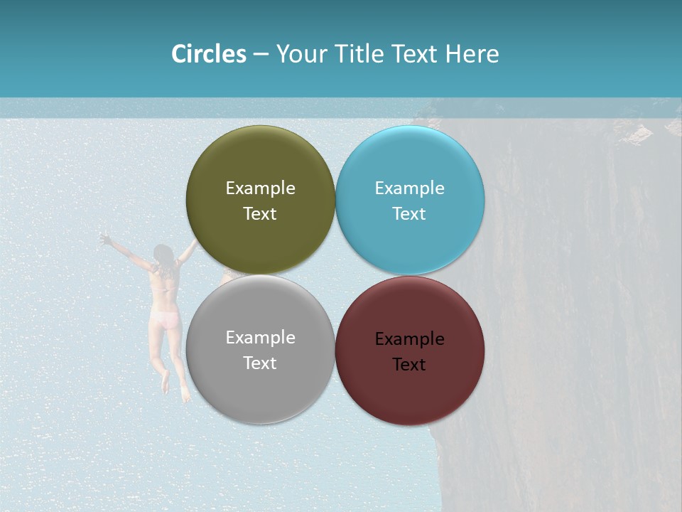 Two People Jumping Off A Cliff Into The Water PowerPoint Template