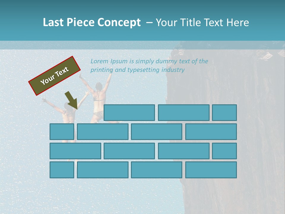 Two People Jumping Off A Cliff Into The Water PowerPoint Template