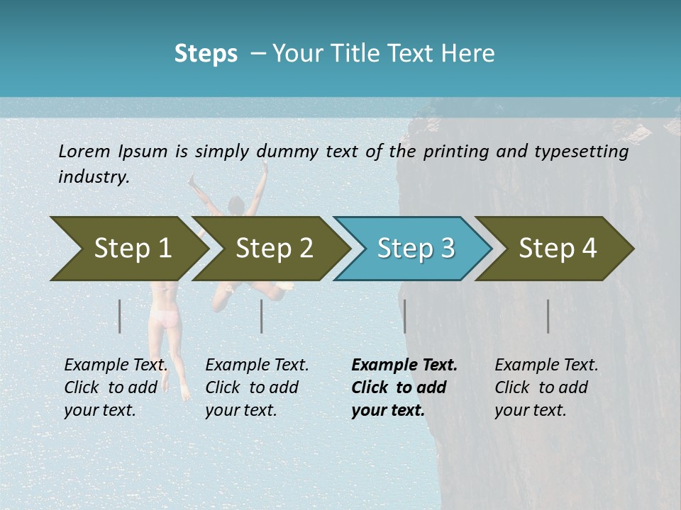 Two People Jumping Off A Cliff Into The Water PowerPoint Template