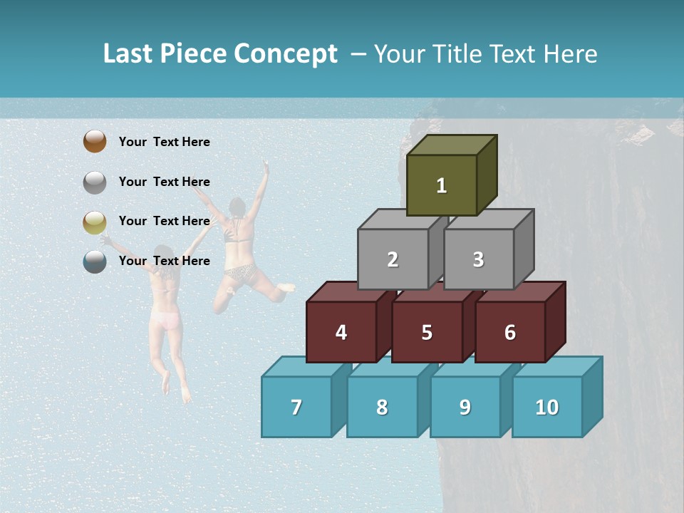 Two People Jumping Off A Cliff Into The Water PowerPoint Template