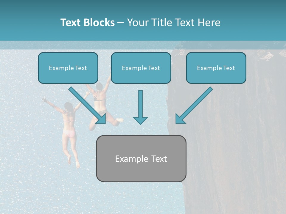 Two People Jumping Off A Cliff Into The Water PowerPoint Template