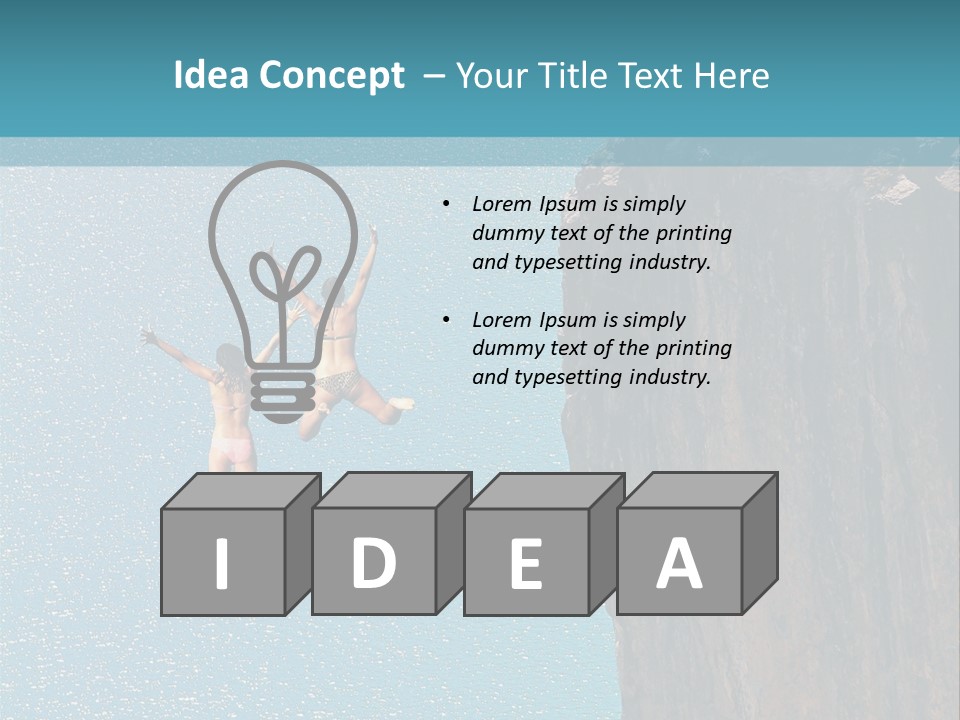 Two People Jumping Off A Cliff Into The Water PowerPoint Template