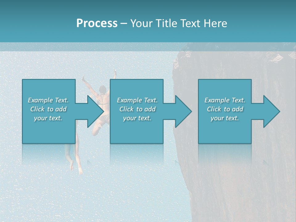 Two People Jumping Off A Cliff Into The Water PowerPoint Template