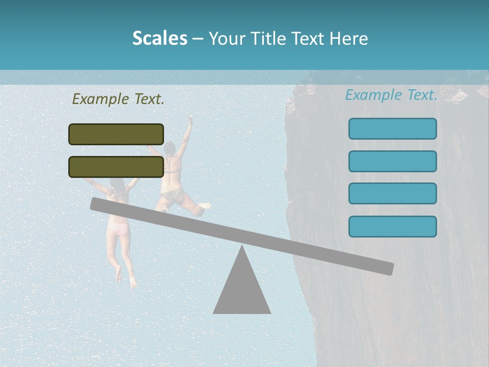 Two People Jumping Off A Cliff Into The Water PowerPoint Template