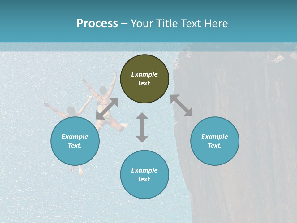 Two People Jumping Off A Cliff Into The Water PowerPoint Template
