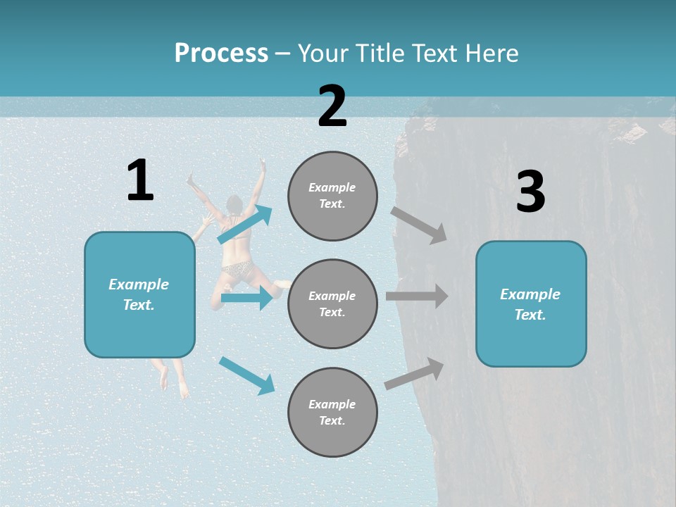 Two People Jumping Off A Cliff Into The Water PowerPoint Template