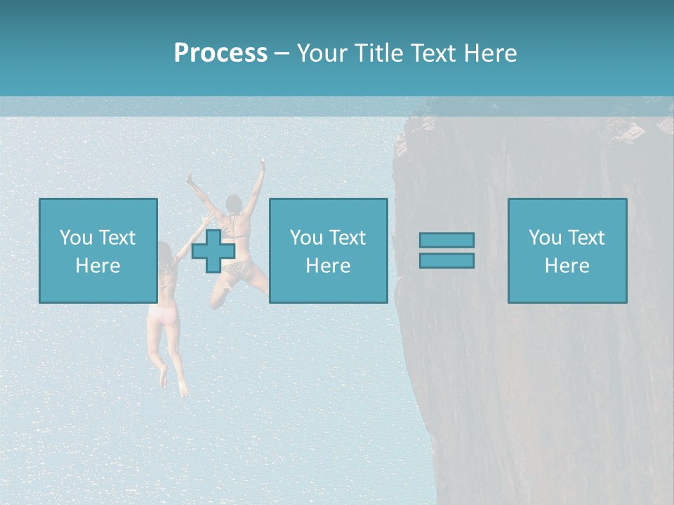 Two People Jumping Off A Cliff Into The Water PowerPoint Template