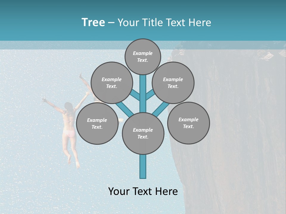 Two People Jumping Off A Cliff Into The Water PowerPoint Template