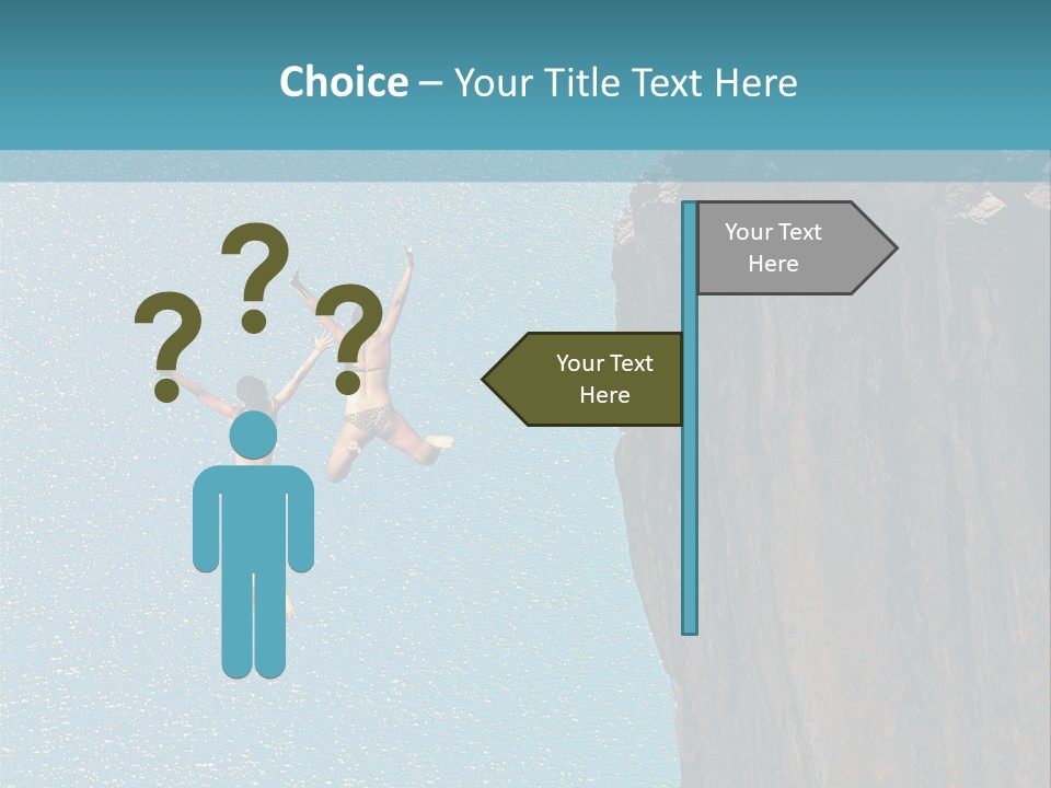 Two People Jumping Off A Cliff Into The Water PowerPoint Template