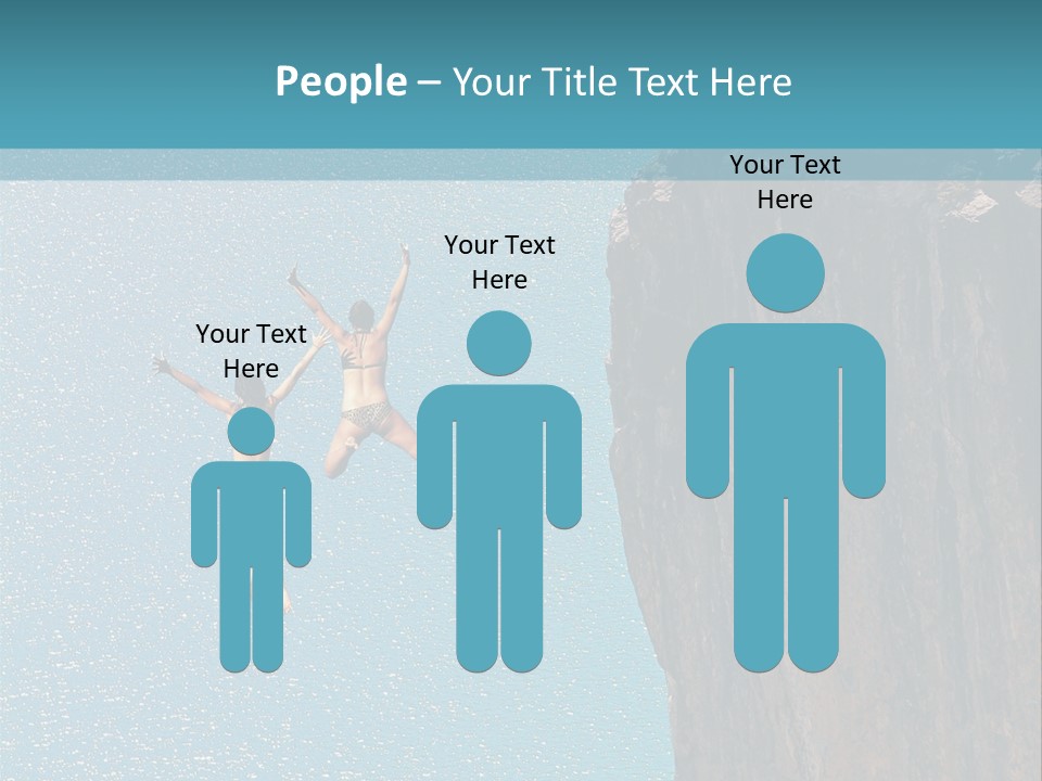 Two People Jumping Off A Cliff Into The Water PowerPoint Template