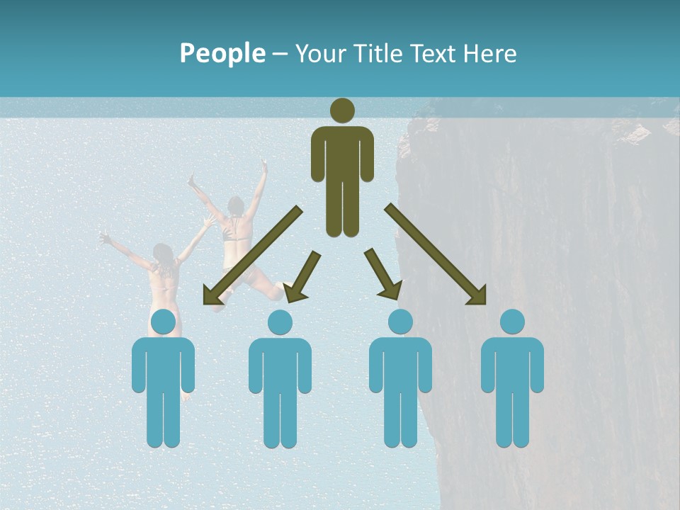 Two People Jumping Off A Cliff Into The Water PowerPoint Template