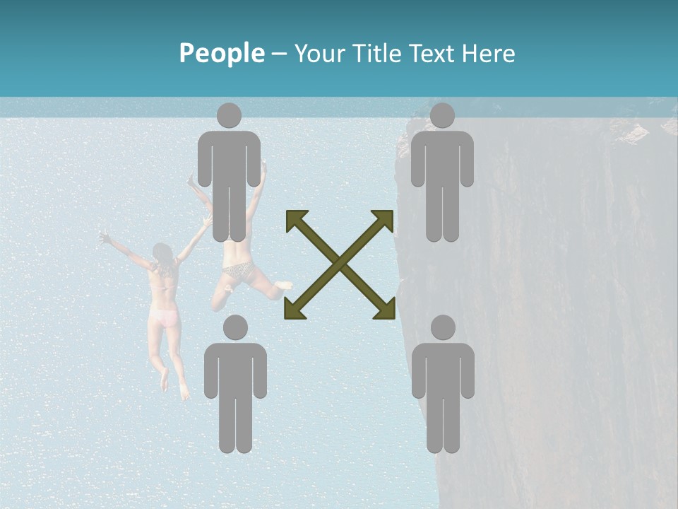 Two People Jumping Off A Cliff Into The Water PowerPoint Template