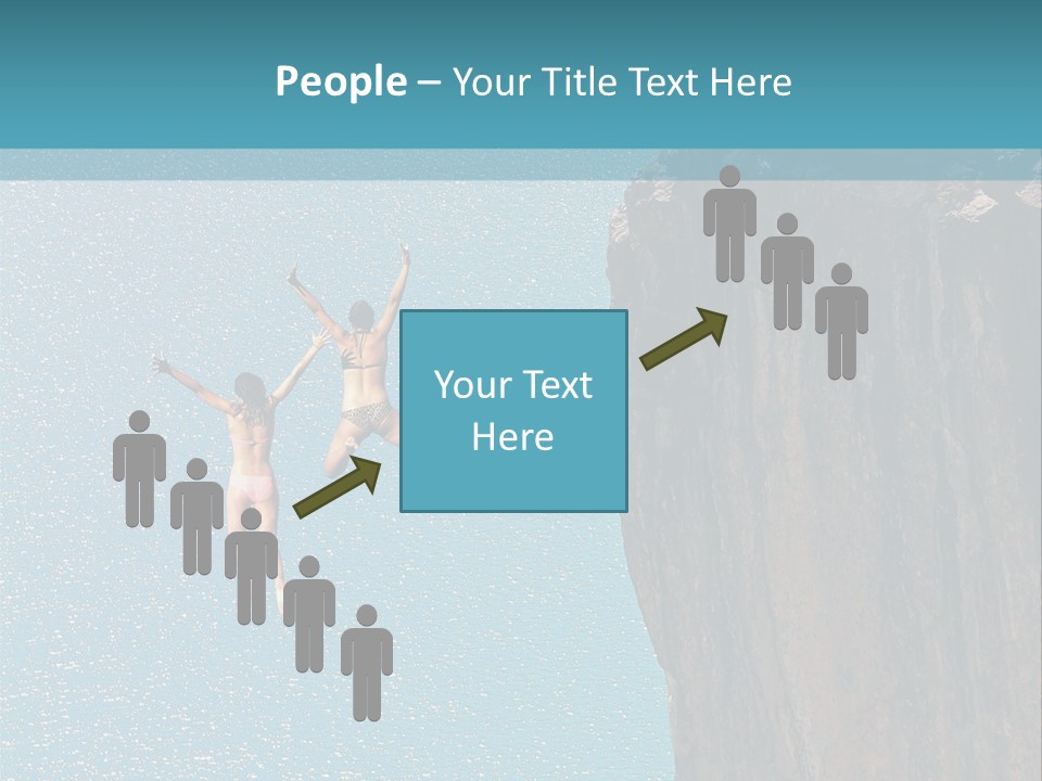 Two People Jumping Off A Cliff Into The Water PowerPoint Template