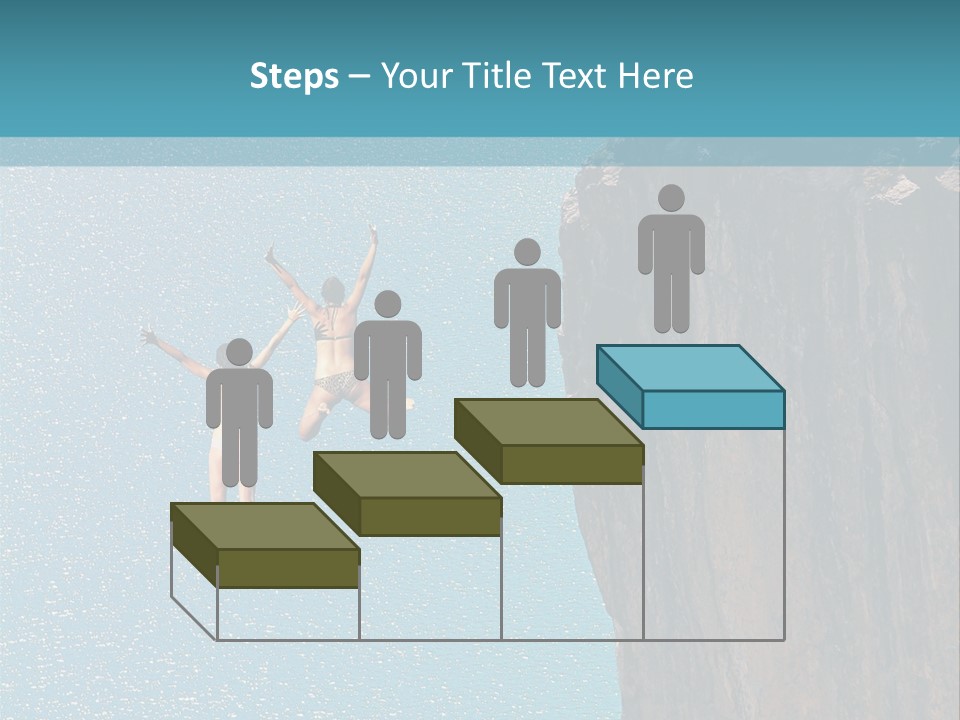 Two People Jumping Off A Cliff Into The Water PowerPoint Template