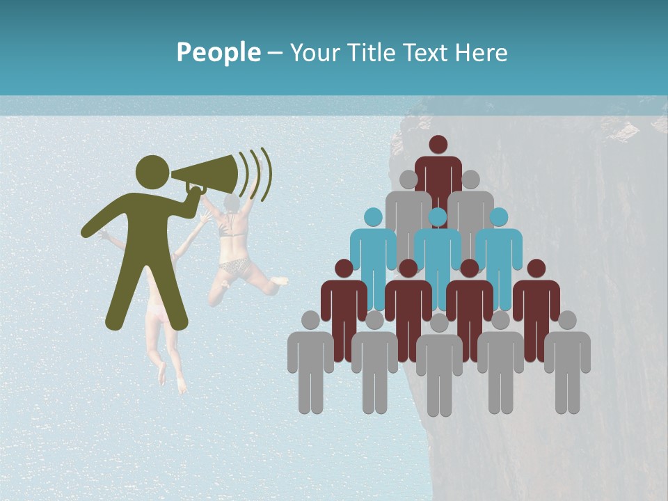 Two People Jumping Off A Cliff Into The Water PowerPoint Template