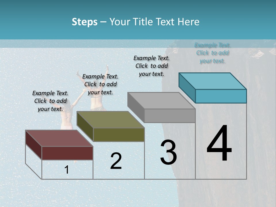 Two People Jumping Off A Cliff Into The Water PowerPoint Template