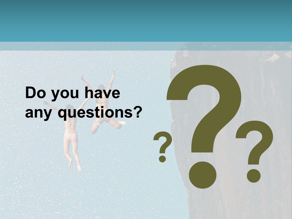 Two People Jumping Off A Cliff Into The Water PowerPoint Template