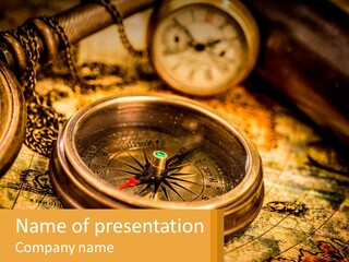 A Compass And A Compass On A Map PowerPoint Template