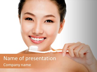A Woman With A Toothbrush In Her Hand PowerPoint Template