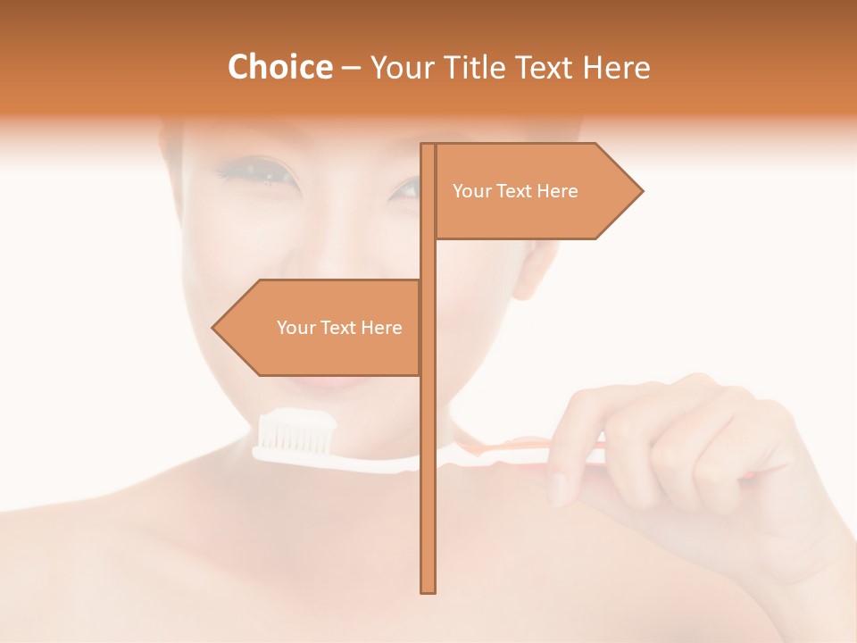 A Woman With A Toothbrush In Her Hand PowerPoint Template