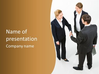 A Group Of Business People Shaking Hands PowerPoint Template