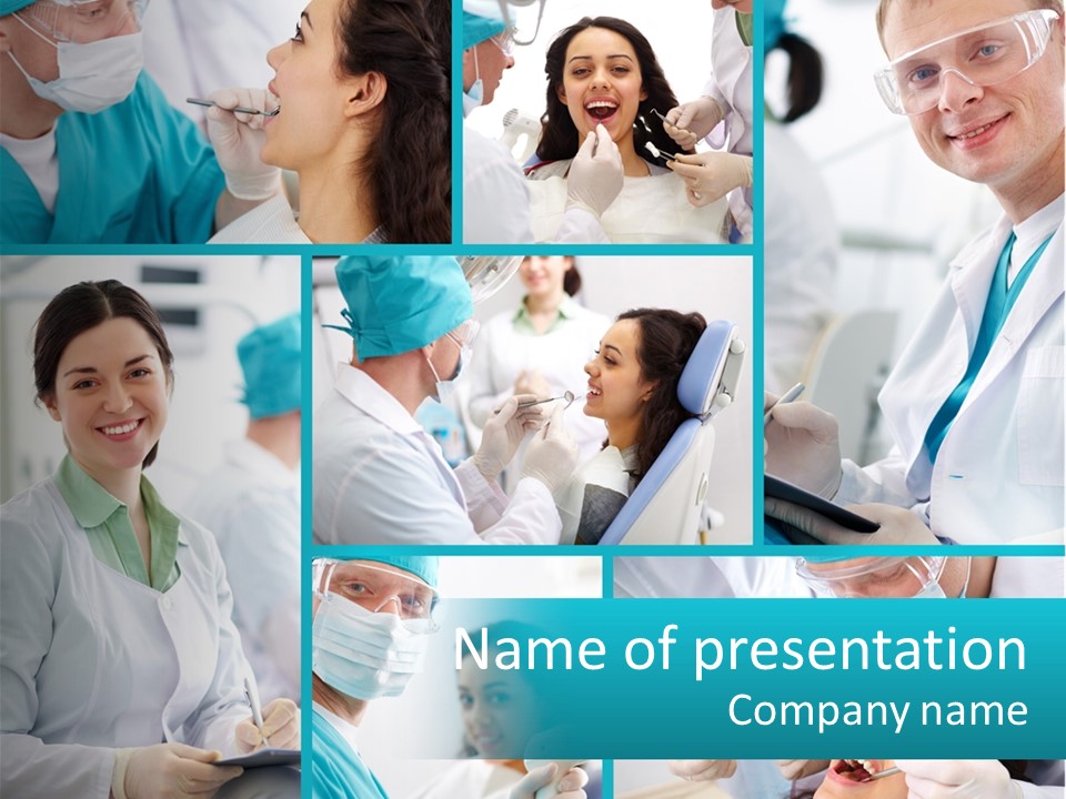 A Collage Of Photos Of A Dentist And A Patient PowerPoint Template