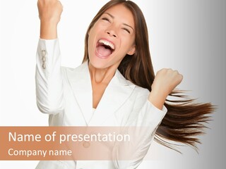 A Woman With Her Hair In The Air PowerPoint Template