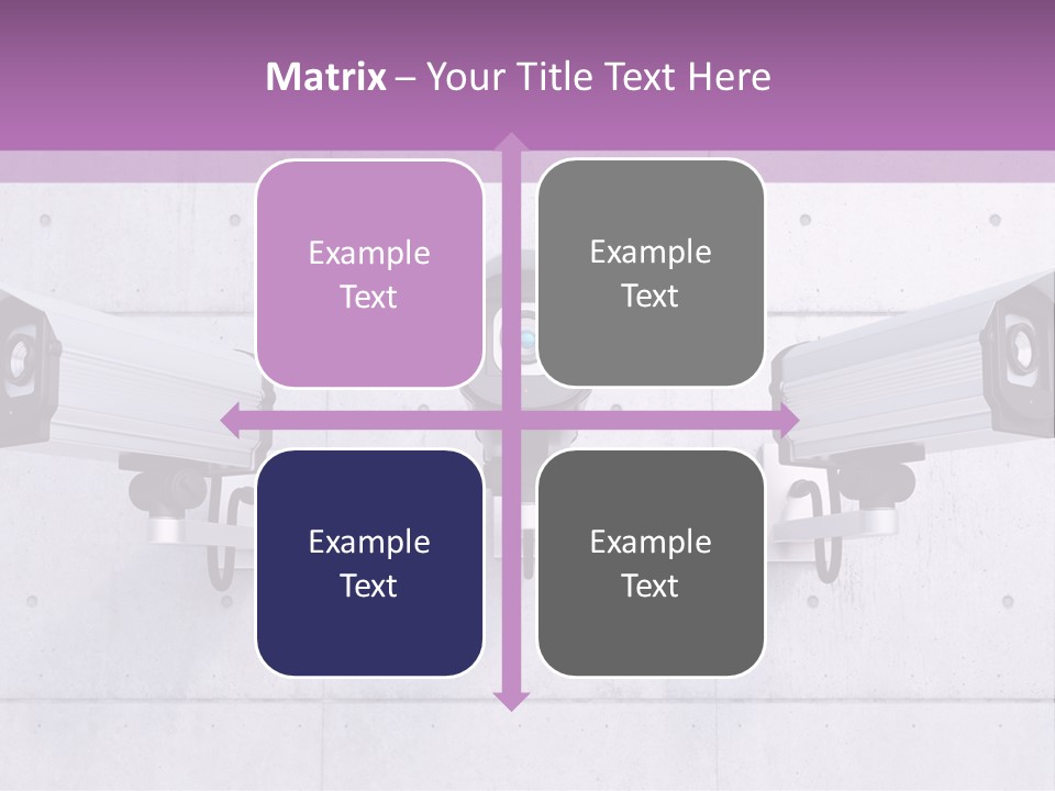 Three Security Cameras On A Wall Powerpoint Template PowerPoint Template