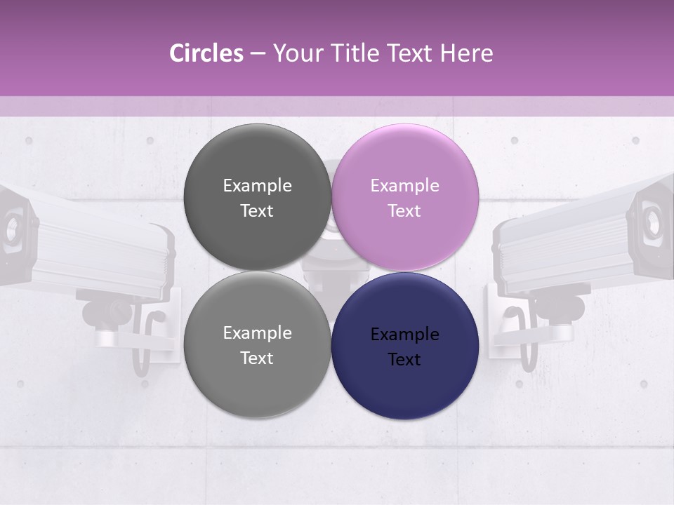 Three Security Cameras On A Wall Powerpoint Template PowerPoint Template