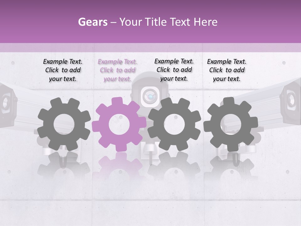 Three Security Cameras On A Wall Powerpoint Template PowerPoint Template