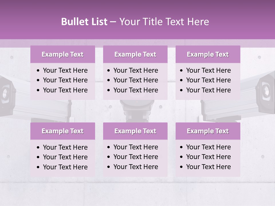 Three Security Cameras On A Wall Powerpoint Template PowerPoint Template