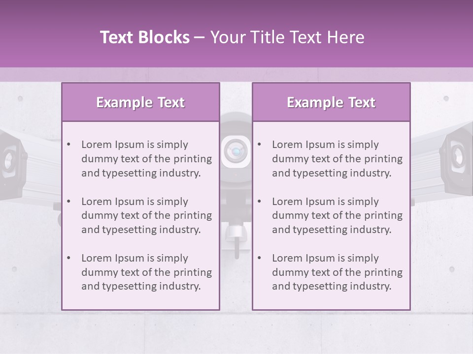 Three Security Cameras On A Wall Powerpoint Template PowerPoint Template