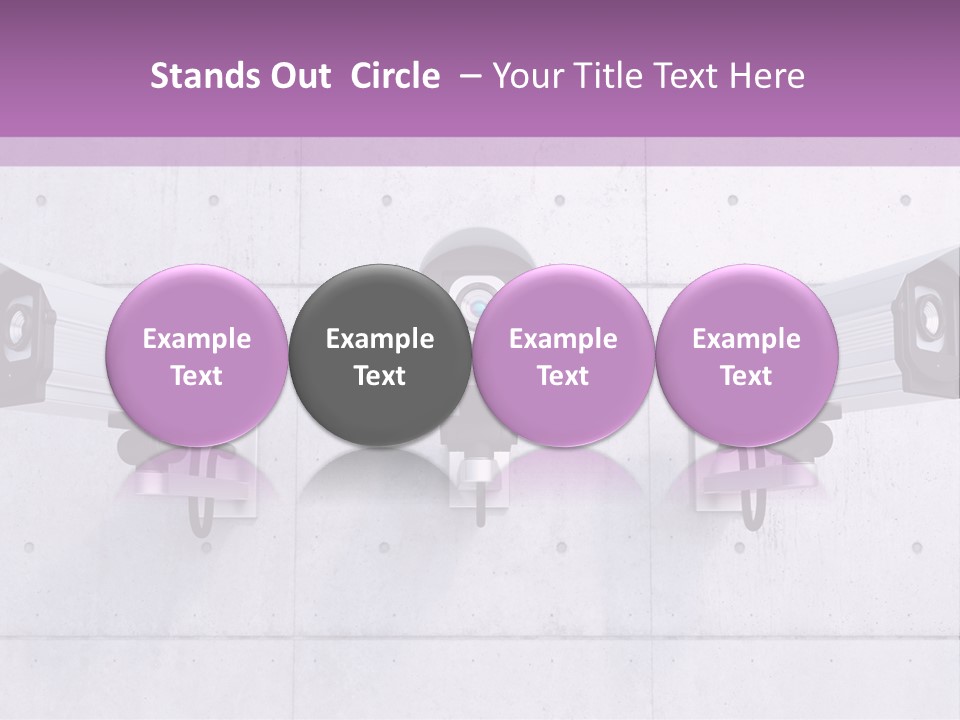 Three Security Cameras On A Wall Powerpoint Template PowerPoint Template