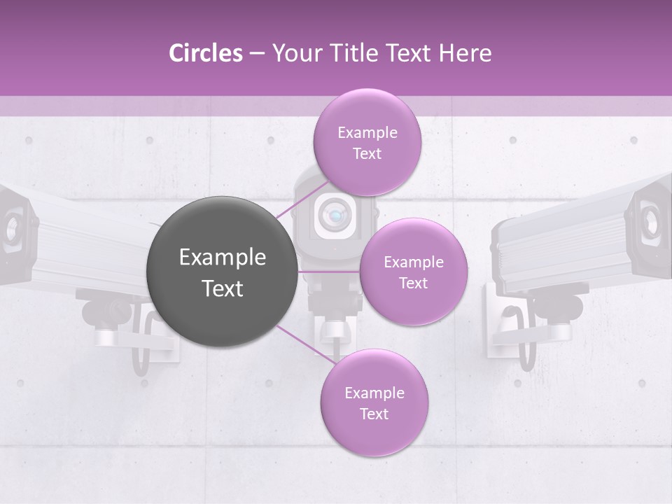 Three Security Cameras On A Wall Powerpoint Template PowerPoint Template