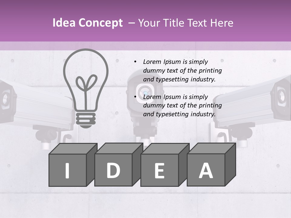Three Security Cameras On A Wall Powerpoint Template PowerPoint Template